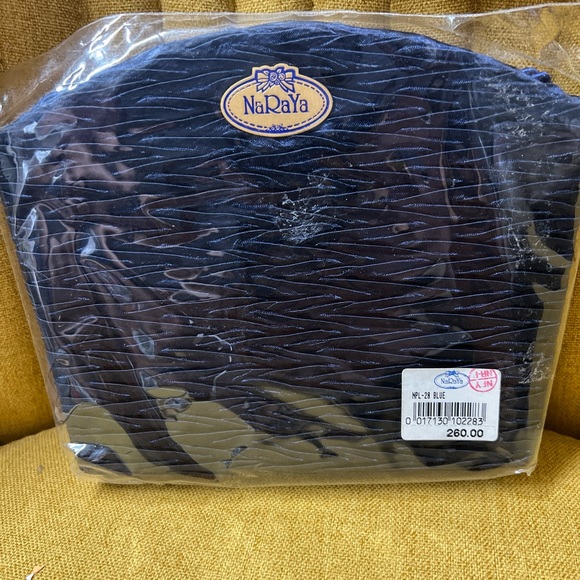 NWT in Plastic NaRaYa Sm Navy Blue Ruffled Satin Rope Strap Classic Y2K Elegant - Picture 14 of 16